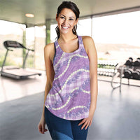 Purple Hawaii Palaka Honohono Pikake Women Racerback Tank Hawaiian Orchid Lei Polynesian Pattern - Polynesian Pride