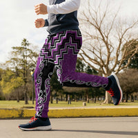 Purple Niho Taniwha Mix Poutama Jogger Pants Unique Taniko Aotearoa LT01 - Polynesian Pride