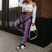 Purple Niho Taniwha Mix Poutama Jogger Pants Unique Taniko Aotearoa LT01 - Polynesian Pride