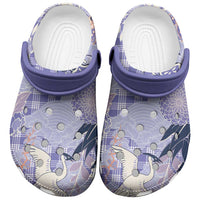 Purple Palaka Crane and Flowers Clogs Shoes Japan Heritage Spirit - Polynesian Pride