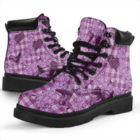 Purple Palaka Hawaii Cowboy All Season Boots Puakenikeni Lei Paniolo Papale Seamless Vibes - Polynesian Pride
