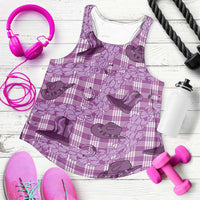 Purple Palaka Hawaii Cowboy Women Racerback Tank Puakenikeni Lei Paniolo Papale Seamless Vibes - Polynesian Pride