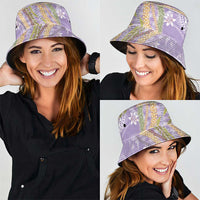 Purple Palaka Hawaii Leis Bucket Hat Hawaiian-plaid Elegant Tropical Vibes - Polynesian Pride