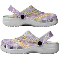 Purple Palaka Hawaii Leis Clogs Shoes Hawaiian-plaid Elegant Tropical Vibes - Polynesian Pride