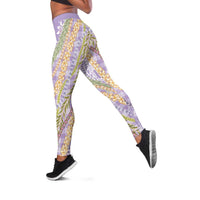 Purple Palaka Hawaii Leis Leggings Hawaiian-plaid Elegant Tropical Vibes LT14 Purple - Polynesian Pride