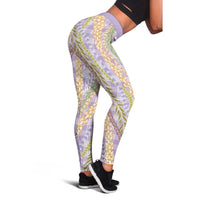 Purple Palaka Hawaii Leis Leggings Hawaiian-plaid Elegant Tropical Vibes LT14 - Polynesian Pride