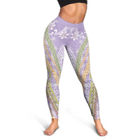 Purple Palaka Hawaii Leis Leggings Hawaiian-plaid Elegant Tropical Vibes LT14 - Polynesian Pride