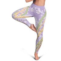 Purple Palaka Hawaii Leis Leggings Hawaiian-plaid Elegant Tropical Vibes LT14 - Polynesian Pride
