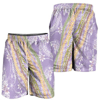 Purple Palaka Hawaii Leis Shorts for Men Hawaiian-plaid Elegant Tropical Vibes LT14 - Polynesian Pride