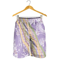 Purple Palaka Hawaii Leis Shorts for Men Hawaiian-plaid Elegant Tropical Vibes LT14 - Polynesian Pride