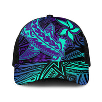 Purple Paradise Polynesian Baseball Net Cap Hawaiian Tribal Hammerhead Shark LT14 One Size Black Purple - Polynesian Pride