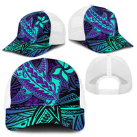 Purple Paradise Polynesian Baseball Net Cap Hawaiian Tribal Hammerhead Shark - Polynesian Pride