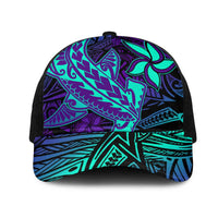 Purple Paradise Polynesian Mesh Trucker Cap Hawaiian Tribal Hammerhead Shark LT14 One Size Black Purple - Polynesian Pride