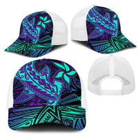 Purple Paradise Polynesian Mesh Trucker Cap Hawaiian Tribal Hammerhead Shark LT14 - Polynesian Pride