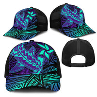 Purple Paradise Polynesian Mesh Trucker Cap Hawaiian Tribal Hammerhead Shark LT14 - Polynesian Pride
