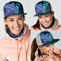 Purple Paradise Polynesian Mesh Trucker Cap Hawaiian Tribal Hammerhead Shark LT14 - Polynesian Pride