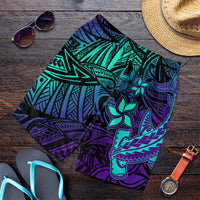 Purple Paradise Polynesian Shorts for Men Hawaiian Tribal Hammerhead Shark LT14