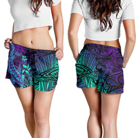 Purple Paradise Polynesian Shorts for Women Hawaiian Tribal Hammerhead Shark LT14 - Polynesian Pride