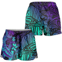 Purple Paradise Polynesian Shorts for Women Hawaiian Tribal Hammerhead Shark LT14 - Polynesian Pride