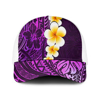 Purple Polynesia Baseball Net Cap Plumeria Tropical Leaves With Galaxy Polynesian Art LT14 One Size White Purple - Polynesian Pride