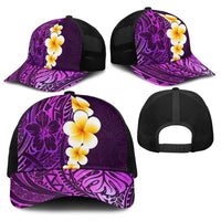Purple Polynesia Baseball Net Cap Plumeria Tropical Leaves With Galaxy Polynesian Art LT14 - Polynesian Pride