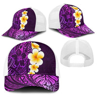 Purple Polynesia Baseball Net Cap Plumeria Tropical Leaves With Galaxy Polynesian Art LT14 - Polynesian Pride