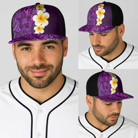 Purple Polynesia Baseball Net Cap Plumeria Tropical Leaves With Galaxy Polynesian Art LT14 - Polynesian Pride