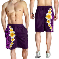Purple Polynesia Shorts for Men Plumeria Tropical Leaves With Galaxy Polynesian Art LT14 - Polynesian Pride