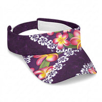 Purple Polynesia Sun Visor Cap Plumeria With Hibiscus Pattern Tropical Vibes LT14 Universal Fit Purple - Polynesian Pride