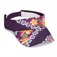 Purple Polynesia Sun Visor Cap Plumeria With Hibiscus Pattern Tropical Vibes LT14 Universal Fit Purple - Polynesian Pride