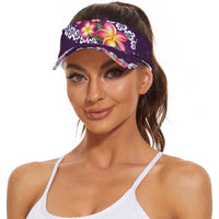 Purple Polynesia Sun Visor Cap Plumeria With Hibiscus Pattern Tropical Vibes LT14 - Polynesian Pride