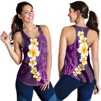 Purple Polynesia Women Racerback Tank Plumeria Tropical Leaves With Galaxy Polynesian Art - Polynesian Pride