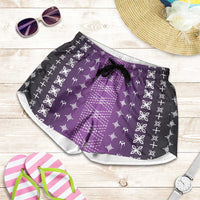 Purple Samoa Malu Tattoo Inspired Shorts for Women LT05 Purple - Polynesian Pride