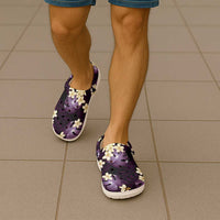 Purple Tropical Hawaii Clogs Shoes Seamless Monstera Plumeria Hawaiian Pattern - Polynesian Pride