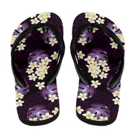 Purple Tropical Hawaii Flip Flops Seamless Monstera Plumeria Hawaiian Pattern - Polynesian Pride