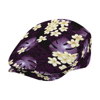 Purple Tropical Hawaii Jeff Hat Seamless Monstera Plumeria Hawaiian Pattern - Polynesian Pride