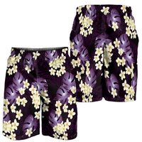 Purple Tropical Hawaii Shorts for Men Seamless Monstera Plumeria Hawaiian Pattern LT14 - Polynesian Pride