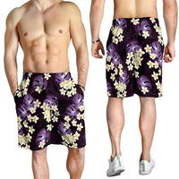 Purple Tropical Hawaii Shorts for Men Seamless Monstera Plumeria Hawaiian Pattern LT14 - Polynesian Pride