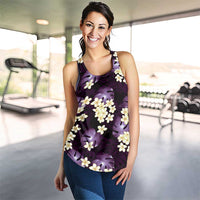 Purple Tropical Hawaii Women Racerback Tank Seamless Monstera Plumeria Hawaiian Pattern - Polynesian Pride