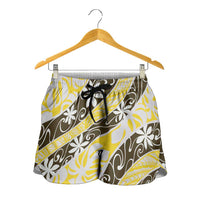 Rearea Tahiti Tiare Monstera Shorts for Women Polynesian Pattern Curve Style - Polynesian Pride
