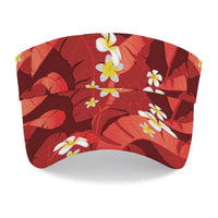 Red Banana Leaf Hawaii Sun Visor Cap Lau Maia Plumeria Tropical Summer Vibes LT14 - Polynesian Pride