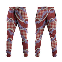 Red Hawaii Palaka Honohono Pikake Jogger Pants Hawaiian Orchid Lei Polynesian Pattern LT14 Red - Polynesian Pride