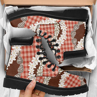 Red Hawaii Tiare and Shell Lei All Season Boots Hawaiian Palaka Luxury Vibes - Polynesian Pride
