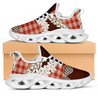 Red Hawaii Tiare and Shell Lei Clunky Sneakers Hawaiian Palaka Luxury Vibes - Polynesian Pride