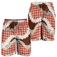 Red Hawaii Tiare and Shell Lei Shorts for Men Hawaiian Palaka Luxury Vibes LT14 - Polynesian Pride