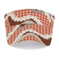 Red Hawaii Tiare and Shell Lei Sun Visor Cap Hawaiian Palaka Luxury Vibes LT14 - Polynesian Pride