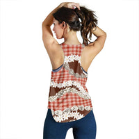 Red Hawaii Tiare and Shell Lei Women Racerback Tank Hawaiian Palaka Luxury Vibes LT14 - Polynesian Pride