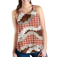 Red Hawaii Tiare and Shell Lei Women Racerback Tank Hawaiian Palaka Luxury Vibes LT14 - Polynesian Pride