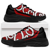 Red Maori Koru New Zealand Chunky Sneakers LT14 Red - Polynesian Pride