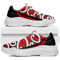 Red Maori Koru New Zealand Chunky Sneakers LT14 Red - Polynesian Pride